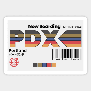 Vintage Portland PDX Airport Label Retro Travel Oregon Magnet